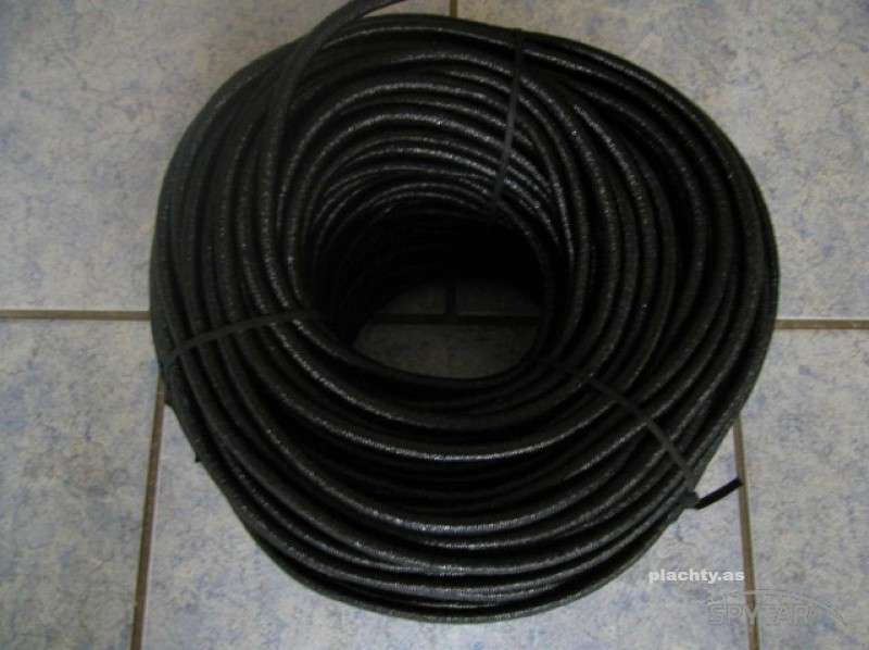 Pružné gumové lano 8mm, černé - VOLITELNÁ DÉLKA
