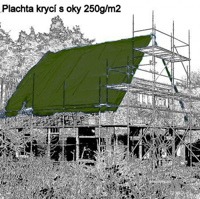 Image pro obrázek produktu Plachty 6x10m - 250gr/1m2 olivová (s UV stabilizátorem)