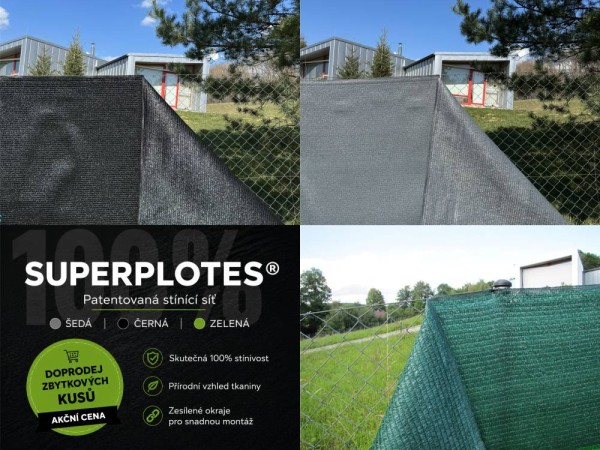 Image pro obrázek produktu SuperPloteS zelená, šedá světle+tmavě, černá 200g/m2 - stínivost 100% doprodej, černá, 1,6m